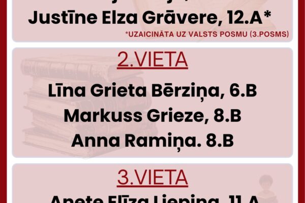Sasniegumu Latviešu valodas un literatūras olimpiādē!