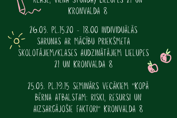 Vecāku nedēļa mūsu skolā — gaidām jūs!